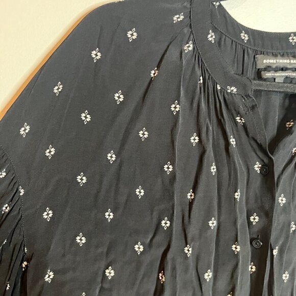 Something Navy button down patterned blouse - Picture 2 of 5